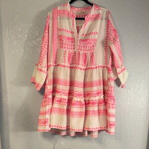 Elan Pink and Cream Boho Dress
